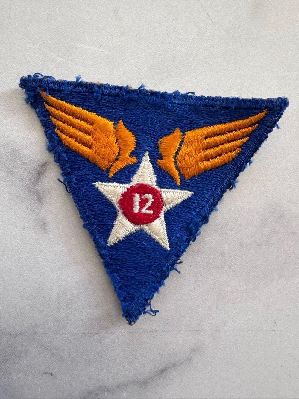 World War II Air Force’s 12th patch navy blue triangle embroidered 1940 sew on